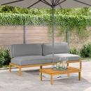 ARDEBO.de - Sofa Set mit Kissen Uni Grau 240 x 80 x 69 cm Massivholz Akazie
