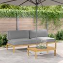 ARDEBO.de - Sofa Set mit Kissen Uni Grau 240 x 80 x 69 cm Massivholz Akazie