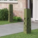 ARDEBO.de - Solar LED Weg Licht 2 pcs Olive Grün Kalt gewalzter Stahl