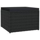 ARDEBO.de - Outdoor-Fußhocker mit Kissen Schwarz Polyrattan