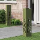 ARDEBO.de - Solar LED Weg Licht 2 pcs Olive Grün Kalt gewalzter Stahl