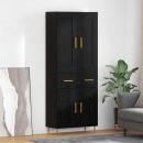 ARDEBO.de - Highboard Schwarz Eichen-Optik 69,5 x 34 x 180 cm Holzwerkstoff