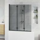 ARDEBO.de - Bad-Duschschirm Schwarz 130 x 138 cm Gehärtetes Glas
