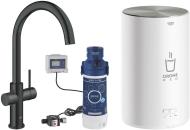 ARDEBO.de GROHE Red Duo Armatur und Boiler Größe M, C-Auslauf, velvet black (30083KS1)