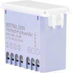 ARDEBO.de Grothe Vierfach-Funksender, Reichweite 500m, 868.35MHz, inkl. 2 Batterien 1,5V (AAA), Rufweiterschaltung, wasserdicht IP54, 36x100x17mm, weiß (MISTRAL SE09)