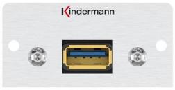 ARDEBO.de Kindermann Konnect Alu 50 USB 3.0 Anschlussblende mit Kabelpeitsche, silber(7444000828)