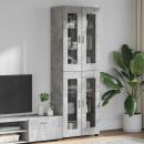ARDEBO.de - Highboard mit Regal Beton Grau 60 x 35 x 182 cm Holzwerkstoff