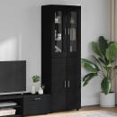 ARDEBO.de - Highboard mit Regal Schwarz 60 x 35 x 182 cm Holzwerkstoff