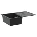 ARDEBO.de - Waschbecken Schwarz 780 x 500 mm 80% Quarz und 20% Harz