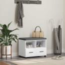 ARDEBO.de - Flurbank Weiß 60 x 38 x 46 cm Spanplatte und Polsterstoff