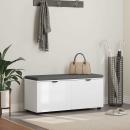 ARDEBO.de - Flurbank mit Kissen mit Speicher mit Tür Weiß 100 x 38 x 46 cm