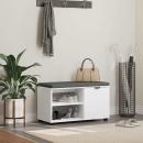 ARDEBO.de - Flurbank mit Kissen Uni Weiß 80 x 38 x 46 cm