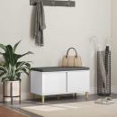 ARDEBO.de - Flurbank mit Kissen mit Speicher mit Tür Weiß 60 x 38 x 46 cm