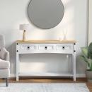 ARDEBO.de - Beistelltisch Weiß 114 x 34,5 x 73 cm Massives Kiefernholz