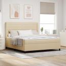 ARDEBO.de - LED Boxspringbett mit Matratze Creme 180 x 200 cm Stoff