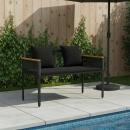 ARDEBO.de - Bank Outdoor mit Kissen Schwarz 117 x 54 x 74,5 cm Poly-Rattan