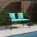 ARDEBO.de - Bank Outdoor Schwarz und Türkis 117 x 54 x 74,5 cm Poly-Rattan