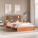 ARDEBO.de - Bücherregal Bettgestell mit Kopfteil Wachsbraun 120 x 200 cm