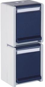 ARDEBO.de OPUS RESIST Schutzkontakt-Steckdose 2-fach, senkrecht, mit erhöhtem Berührungsschutz, Aufputz, hellgrau/stahlblau (755.662.06)