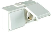 ARDEBO.de OPUS Aqua Universalschalter mit Steckdose, Aus/Wechsel Schalter, Steckdose, waagerecht, Aufputz, Feuchtraum, reinweiß (753.647.02)