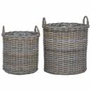 ARDEBO.de - Blumentopf Körbchen mit Speicher 2 pcs Grau Lacak Rattan