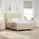 ARDEBO.de - Boxspringbett mit Matratze Creme 160 x 200 cm Stoff