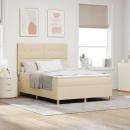 ARDEBO.de - LED Boxspringbett mit Matratze Creme 160 x 200 cm Stoff