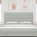 LED Kopfteil mit LED-Lichtleisten Hellgrau 180 cm Polyester