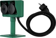 ARDEBO.de REV Erdspieß mit Steckdose, 2-Fach, 1,4m Kabel, IP44, mit Befestigungsplatte, grün-schwarz (0595004555)