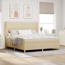 ARDEBO.de - Boxspringbett mit Matratze Dunkelgrau 90x190 cm Creme