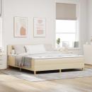 ARDEBO.de - LED Boxspringbett mit Matratze mit LED Creme 180 x 200 cm Stoff