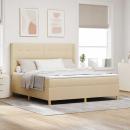 ARDEBO.de - Boxspringbett mit Matratze Creme 140 x 200 cm Stoff