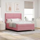 ARDEBO.de - Boxspringbett mit LED-Lichtleisten Rosa 140 x 190 cm Samt