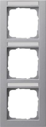 ARDEBO.de Abdeckrahmen 3fach , bruchsicher, beschriftbar, sprühnebeldicht, senkrecht, Aluminium, System 55 E2, Gira 110325