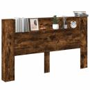 Kopfteil-Schrank mit LED Geräucherte Eiche Holzwerkstoff