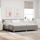 LED Boxspringbett mit Matratze mit LED Taupe 200 x 200 cm Stoff