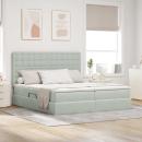 ARDEBO.de - Bett mit LED-Lichtleisten Hellgrau 200 x 200 cm Samt