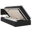 ARDEBO.de - Bett mit Stauraum und LED mit Matratze Schwarz 90 x 190 cm Samt