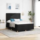 ARDEBO.de - LED Boxspringbett mit Matratze Schwarz 140 x 190 cm Stoff
