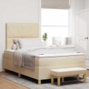 ARDEBO.de - Boxspringbett mit Matratze Creme 120 x 200 cm Stoff