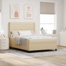 ARDEBO.de - LED Boxspringbett mit Matratze Creme 140 x 190 cm Stoff