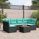 ARDEBO.de - 7-tlg. Garten-Sofagarnitur mit Kissen Schwarz Poly Rattan