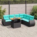 ARDEBO.de - 7-tlg. Garten-Sofagarnitur mit Kissen Schwarz Poly Rattan