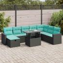 ARDEBO.de - 9-tlg. Garten-Sofagarnitur mit Kissen Grau Poly Rattan Akazie