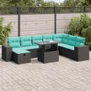 ARDEBO.de - 9-tlg. Garten-Sofagarnitur mit Kissen Grau Poly Rattan Akazie