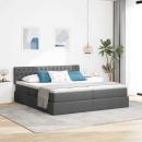ARDEBO.de - Bett mit LED-Lichtleisten Dunkelgrau 180 x 200 cm Stoff