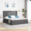 ARDEBO.de - Bett mit LED-Lichtleisten Dunkelgrau 180 x 200 cm Stoff