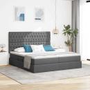 ARDEBO.de - Bett mit LED-Lichtleisten Dunkelgrau 180 x 200 cm Stoff