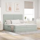 ARDEBO.de - Bett mit LED-Lichtleisten Hellgrau 180 x 200 cm Samt