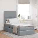 ARDEBO.de - Bett mit Stauraum und LED Hellgrau 90 x 190 cm Polyester